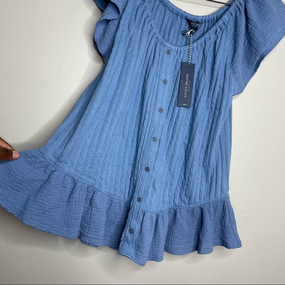 Lucky Brand Textured Woven Mix Media Top - Picture 5 of 6